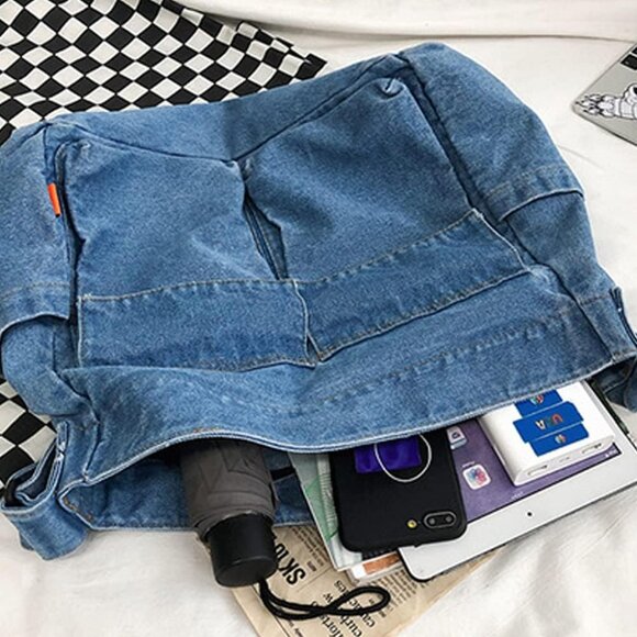 Denim Shoulder Bag Women Large Capacity Crossbody Casual Travel Purse - Picture 6 of 7